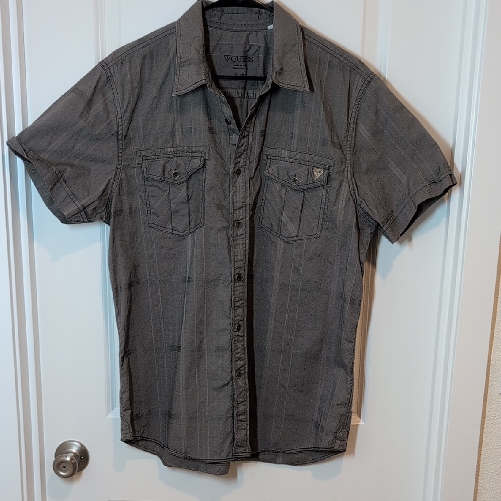 Guess Men's Charcoal Button Down Shirt